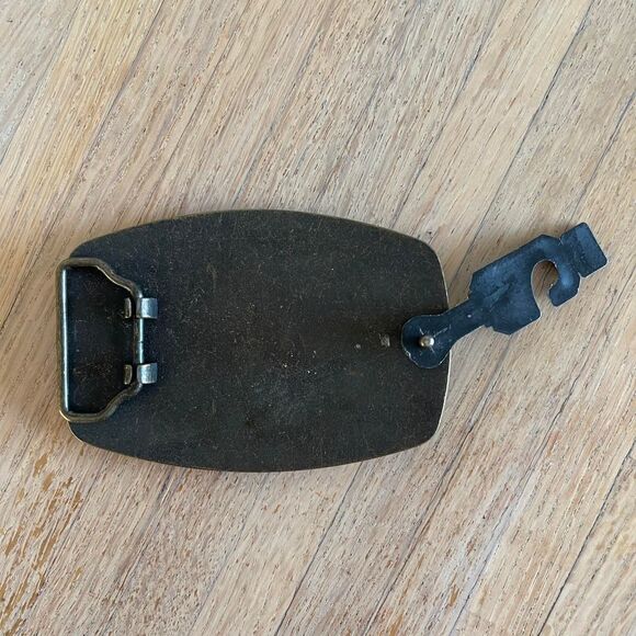 Vintage Western Belt Buckle Studded Leather Cross Design Bikercore Cowboy Rodeo - Picture 3 of 4